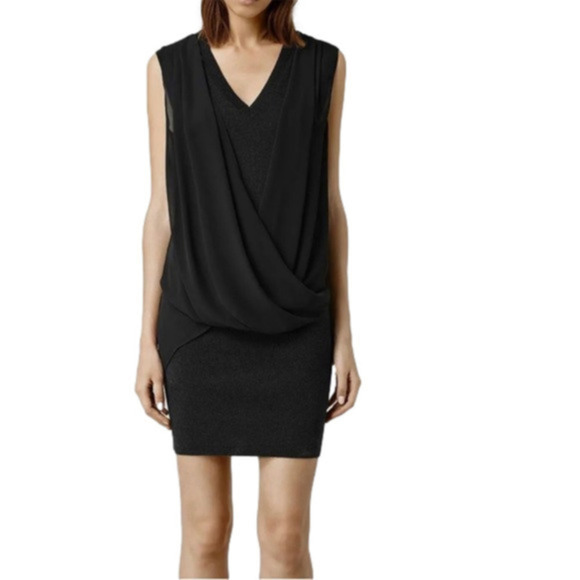 All Saints Abi dress black size 2 - Picture 12 of 13